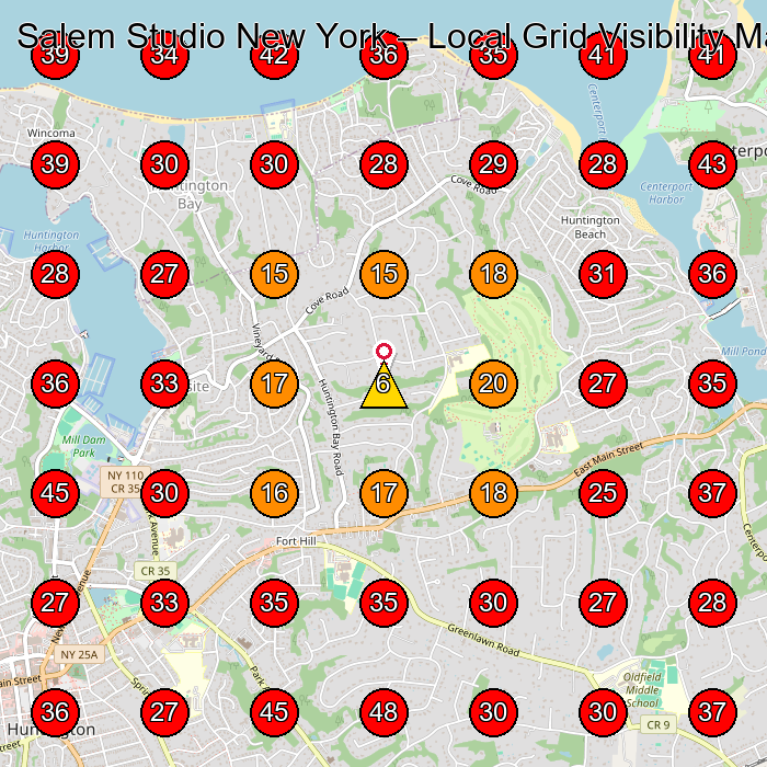 Salem Studio New York GeoGrid visibility map for Beauty Salon in Huntington